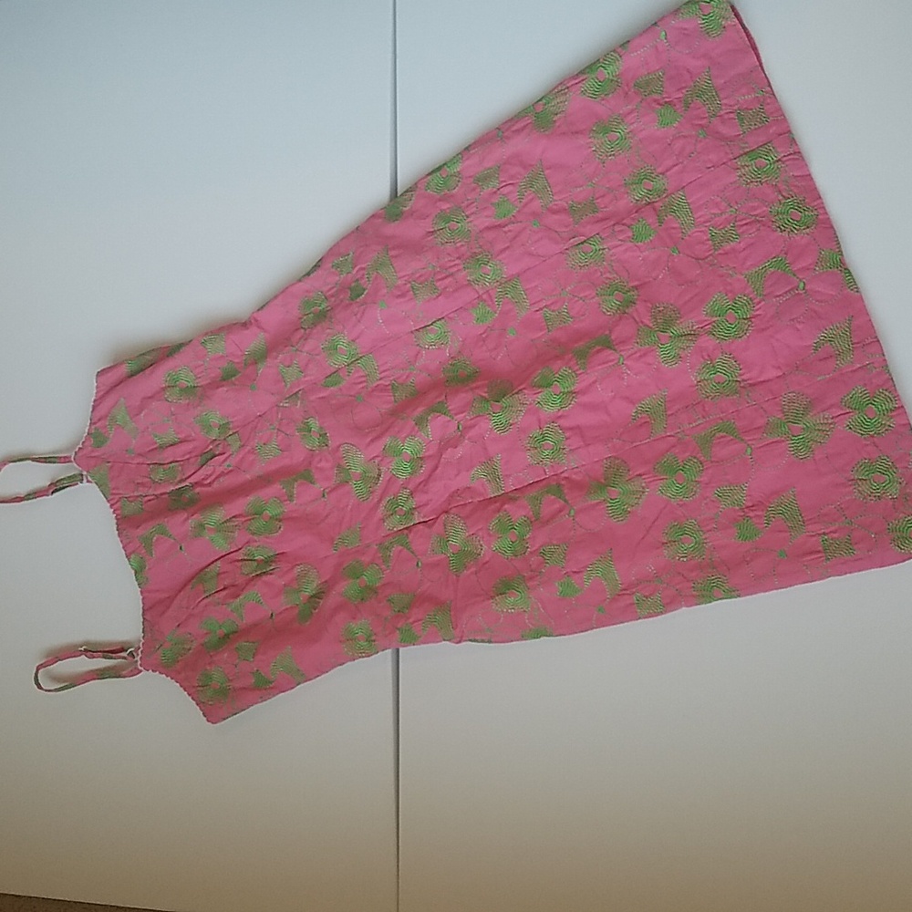 Y2K Lilly Pulitzer Short Slip Dress Cotton Embrodiered Barbie Pink Vintage 0